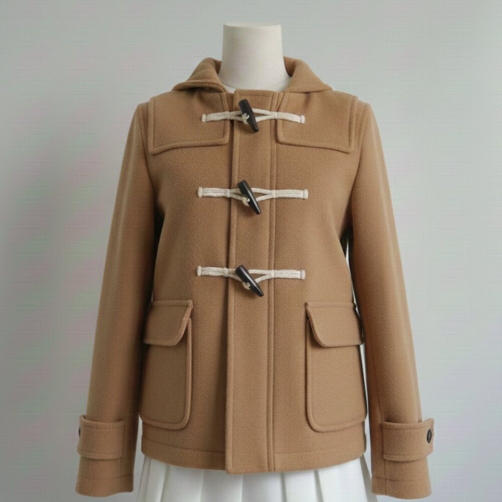 Aritzia TNA Wool Tan Toggle Hood Coat